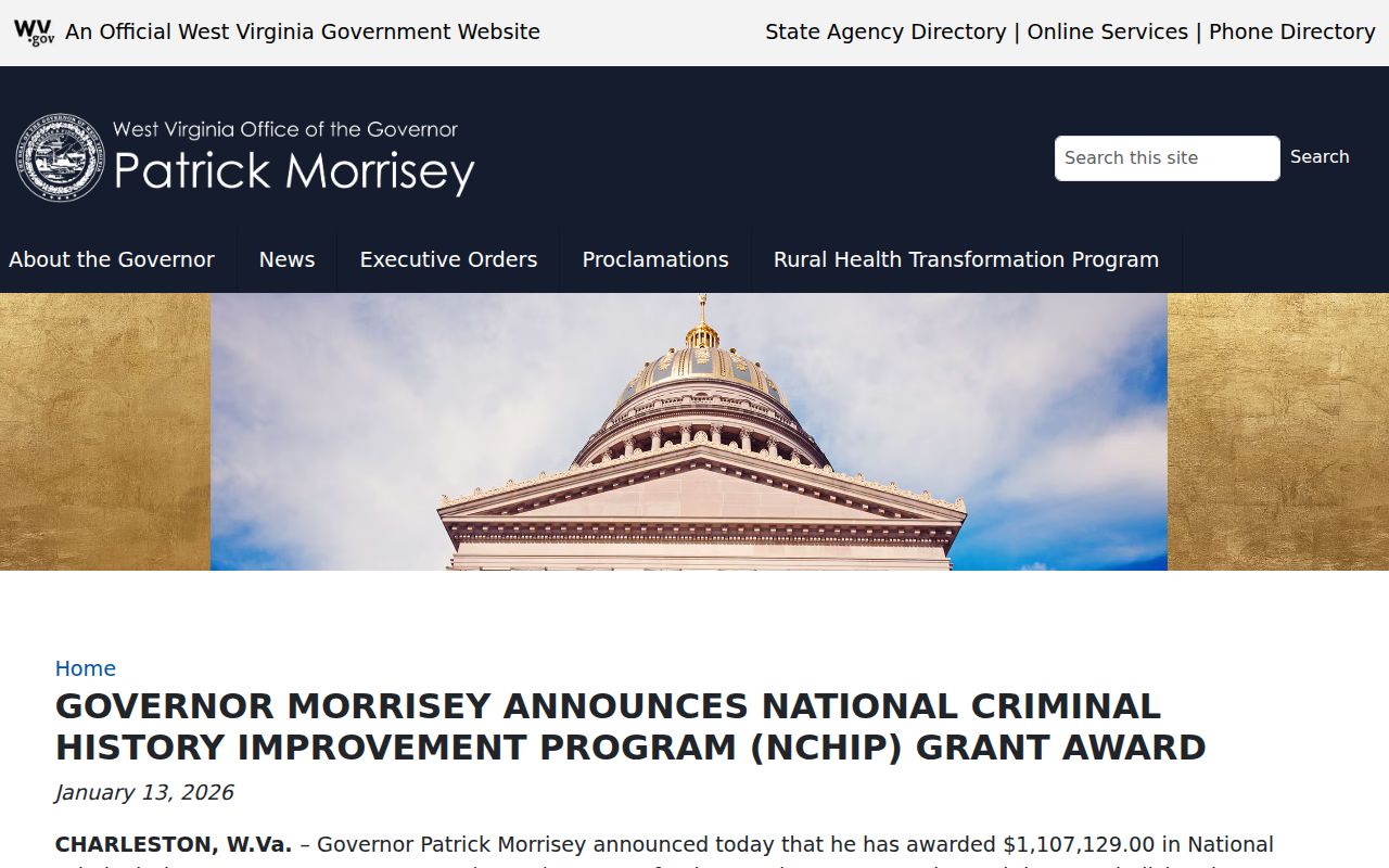 2026 Monongalia County criminal history reporting improvement grants