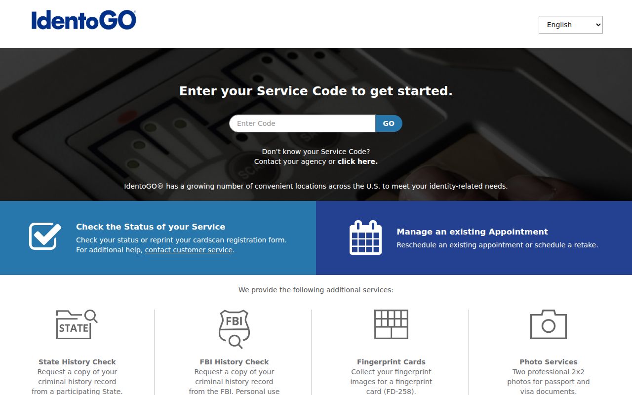 Monongalia County criminal record fingerprint enrollment through IdentoGO