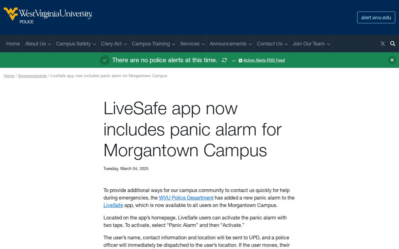 Morgantown criminal records and WVU public safety notice